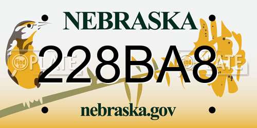 228BA8 Nebraska License Plate