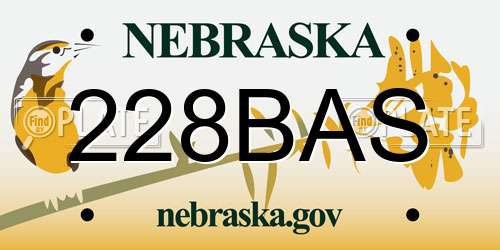 228BAS Nebraska License Plate
