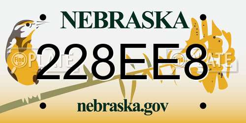 228EE8 Nebraska License Plate