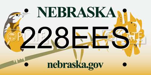 228EES Nebraska License Plate