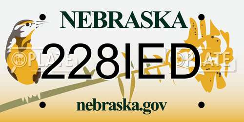228IED Nebraska License Plate