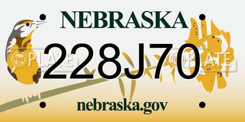 228J70 Nebraska License Plate