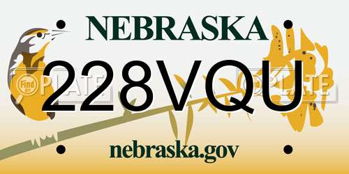 228VQU Nebraska License Plate