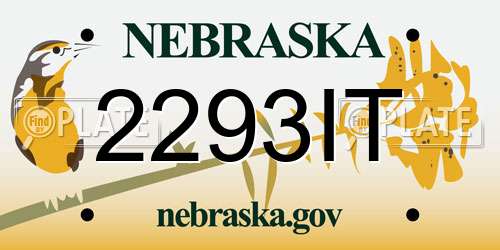2293IT Nebraska License Plate