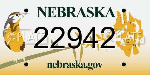 22942 Nebraska License Plate