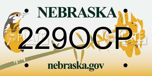 229OCP Nebraska License Plate
