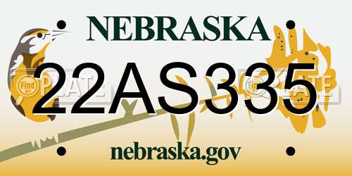 22AS335 Nebraska License Plate