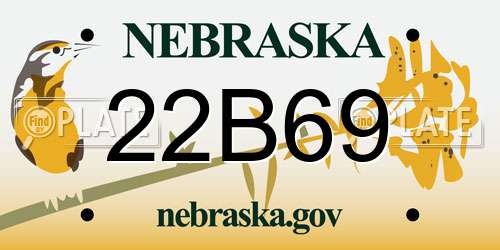 22B69 Nebraska License Plate