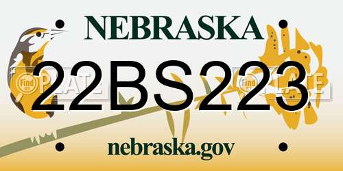 22BS223 Nebraska License Plate