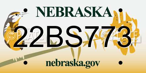 22BS773 Nebraska License Plate