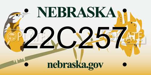 22C257 Nebraska License Plate