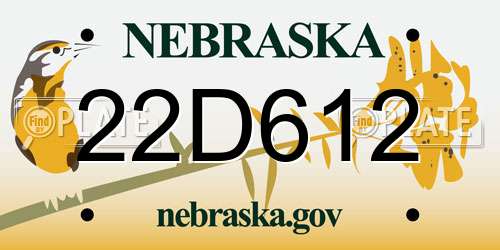 22D612 Nebraska License Plate