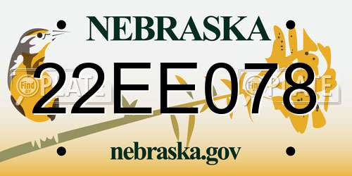 22EE078 Nebraska License Plate