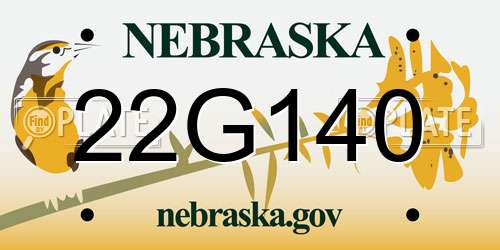 22G140 Nebraska License Plate