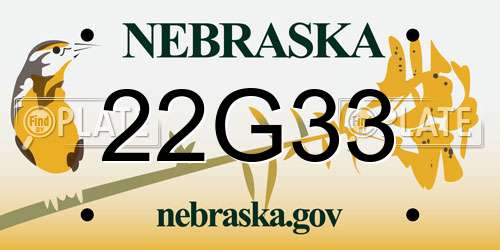 22G33 Nebraska License Plate
