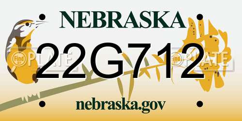22G712 Nebraska License Plate