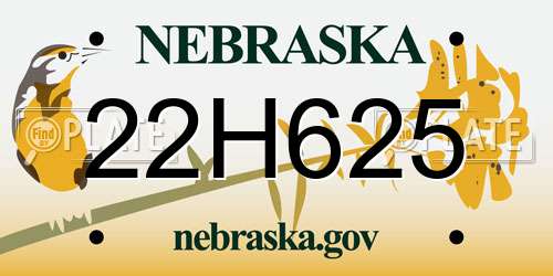 22H625 Nebraska License Plate