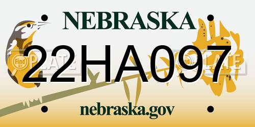 22HA097 Nebraska License Plate