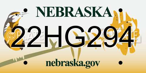 22HG294 Nebraska License Plate