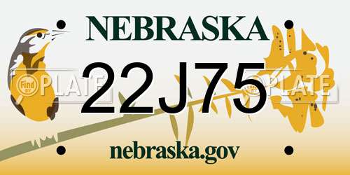 22J75 Nebraska License Plate