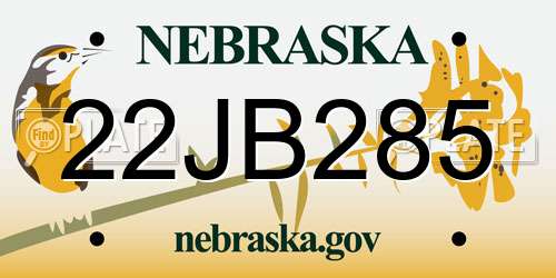 22JB285 Nebraska License Plate
