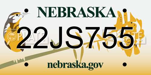 22JS755 Nebraska License Plate