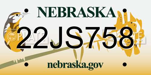 22JS758 Nebraska License Plate