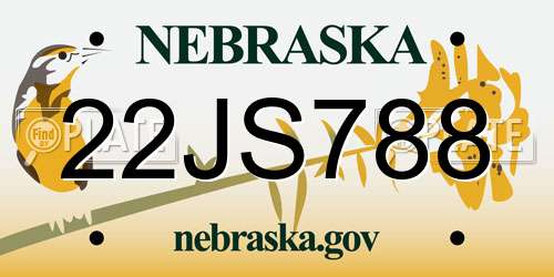 22JS788 Nebraska License Plate