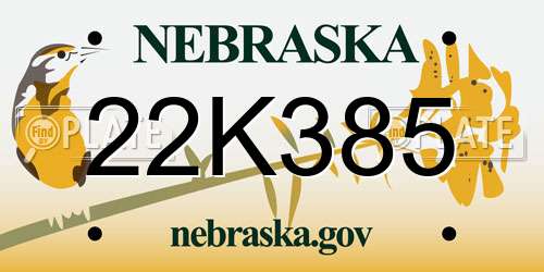 22K385 Nebraska License Plate