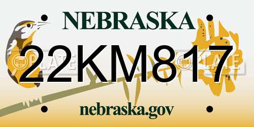22KM817 Nebraska License Plate