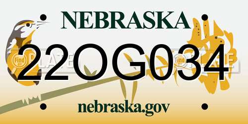 22OG034 Nebraska License Plate