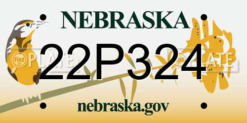 22P324 Nebraska License Plate