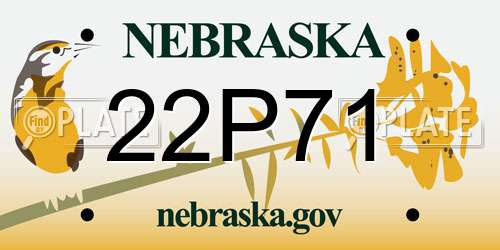 22P71 Nebraska License Plate