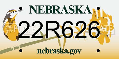 22R626 Nebraska License Plate