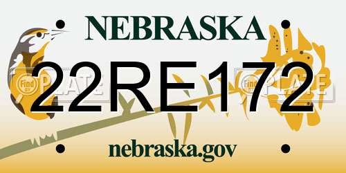 22RE172 Nebraska License Plate