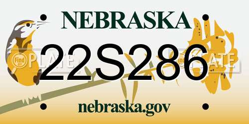 22S286 Nebraska License Plate