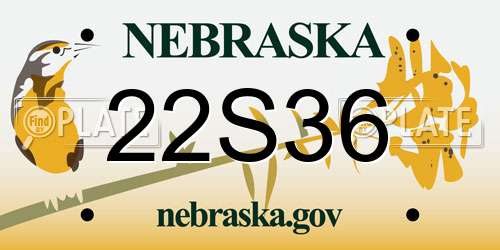 22S36 Nebraska License Plate