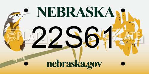 22S61 Nebraska License Plate
