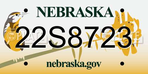22S8723 Nebraska License Plate