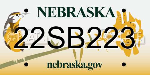 22SB223 Nebraska License Plate