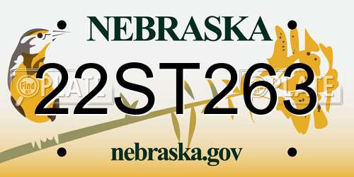 22ST263 Nebraska License Plate