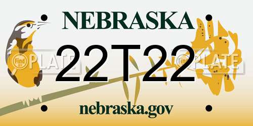 22T22 Nebraska License Plate