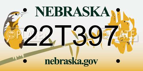 22T397 Nebraska License Plate