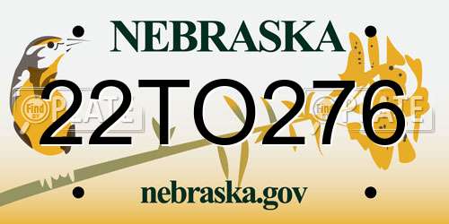 22TO276 Nebraska License Plate