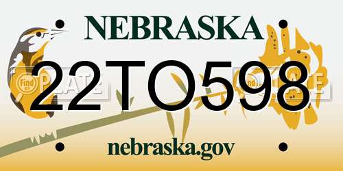 22TO598 Nebraska License Plate