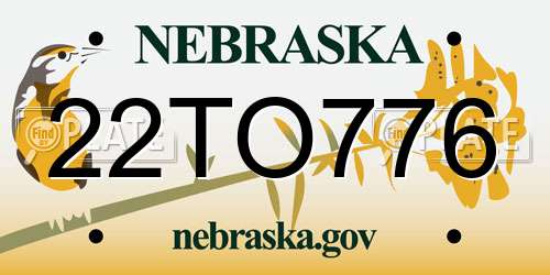 22TO776 Nebraska License Plate