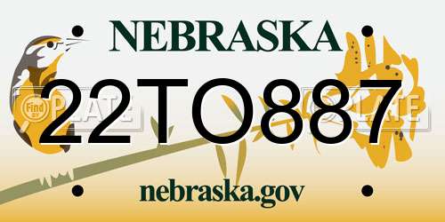 22TO887 Nebraska License Plate
