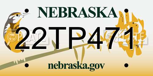 22TP471 Nebraska License Plate