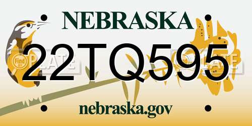 22TQ595 Nebraska License Plate