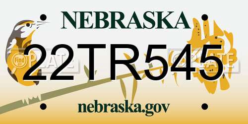 22TR545 Nebraska License Plate